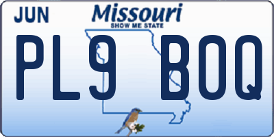 MO license plate PL9B0Q