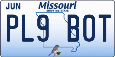 MO license plate PL9B0T