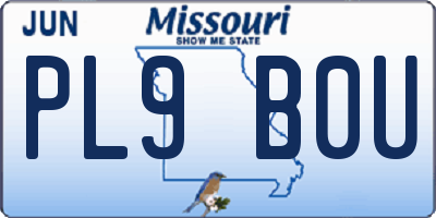 MO license plate PL9B0U