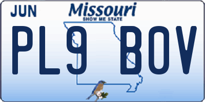MO license plate PL9B0V