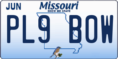 MO license plate PL9B0W