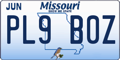 MO license plate PL9B0Z