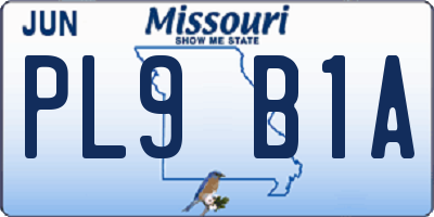 MO license plate PL9B1A