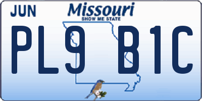MO license plate PL9B1C