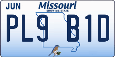 MO license plate PL9B1D
