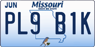 MO license plate PL9B1K