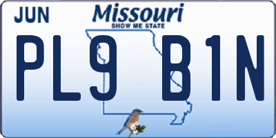 MO license plate PL9B1N