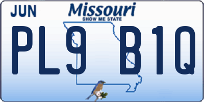 MO license plate PL9B1Q