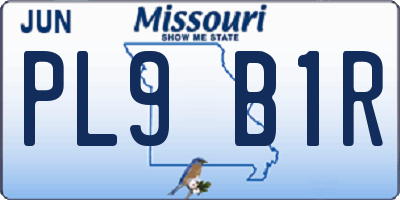 MO license plate PL9B1R