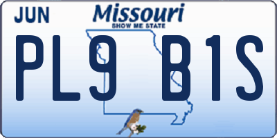 MO license plate PL9B1S