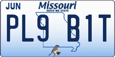 MO license plate PL9B1T