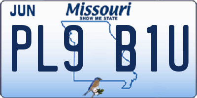 MO license plate PL9B1U