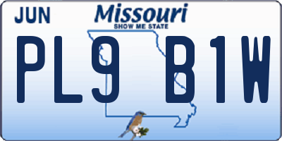 MO license plate PL9B1W
