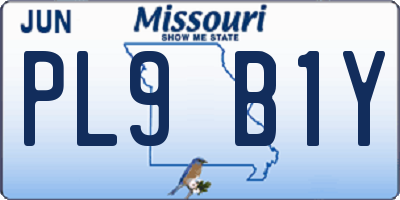 MO license plate PL9B1Y