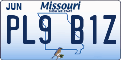 MO license plate PL9B1Z