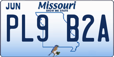 MO license plate PL9B2A