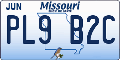 MO license plate PL9B2C