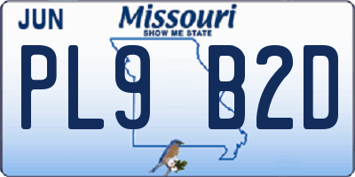 MO license plate PL9B2D