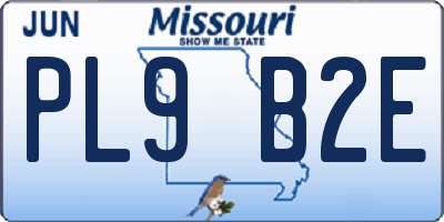MO license plate PL9B2E