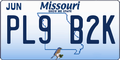 MO license plate PL9B2K