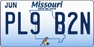 MO license plate PL9B2N