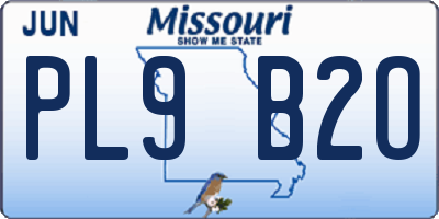 MO license plate PL9B2O