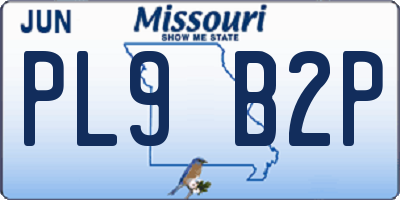 MO license plate PL9B2P