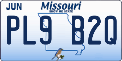 MO license plate PL9B2Q