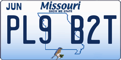 MO license plate PL9B2T