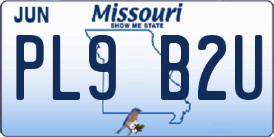 MO license plate PL9B2U