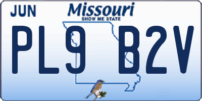 MO license plate PL9B2V