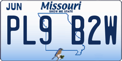 MO license plate PL9B2W