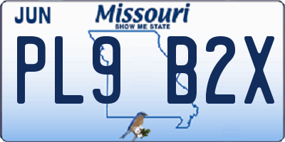 MO license plate PL9B2X
