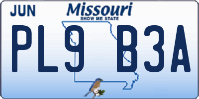 MO license plate PL9B3A