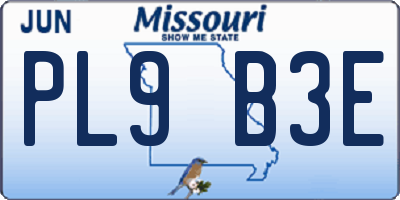 MO license plate PL9B3E