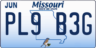MO license plate PL9B3G