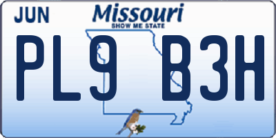 MO license plate PL9B3H