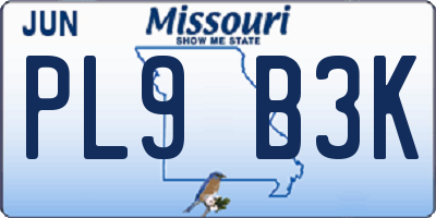 MO license plate PL9B3K