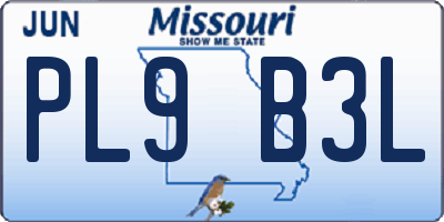 MO license plate PL9B3L