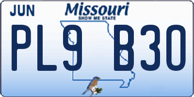 MO license plate PL9B3O