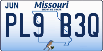 MO license plate PL9B3Q