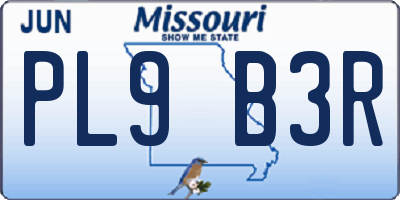 MO license plate PL9B3R