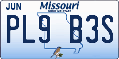 MO license plate PL9B3S