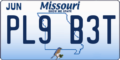 MO license plate PL9B3T