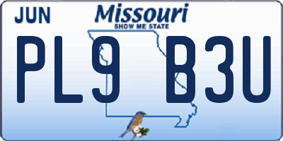 MO license plate PL9B3U