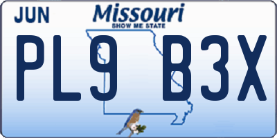 MO license plate PL9B3X