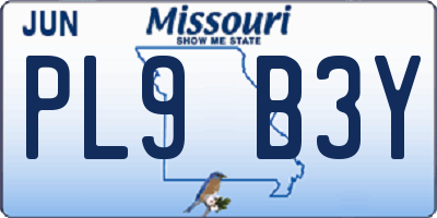 MO license plate PL9B3Y