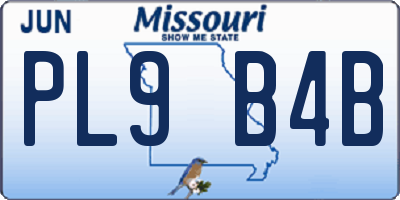 MO license plate PL9B4B
