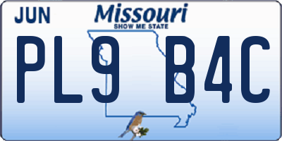 MO license plate PL9B4C