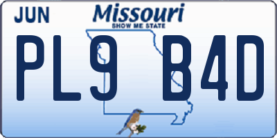 MO license plate PL9B4D